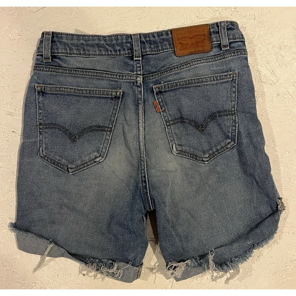 Levis Orange Tab Vintage High Rise Skinny Denim Shorts Womens Size 27 Distressed